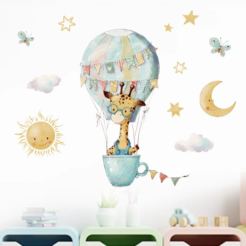Baby Nursery Wallpaper Girl - 어린이를위한 만화 기린 벽 스티커 어린이