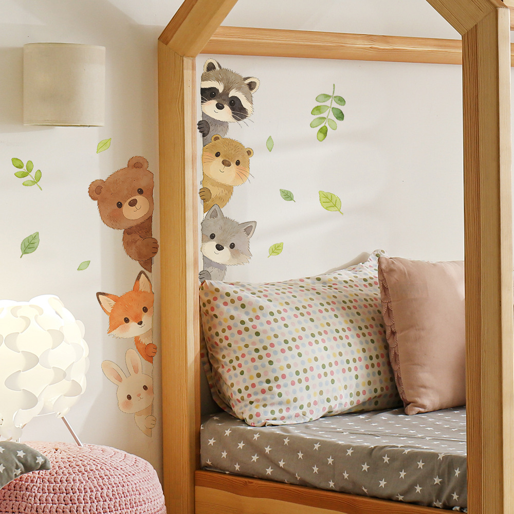 Baby Nursery Wallpaper Girl - 귀여운 숲 동물 어린이 방을위한 벽