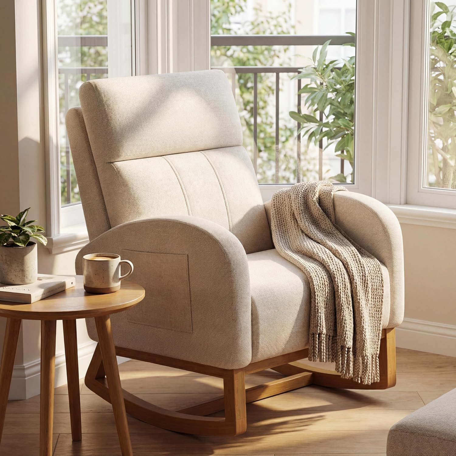 Rocking Chair Nursery - # 편안한 높은 등받이가 있는 쿠션형