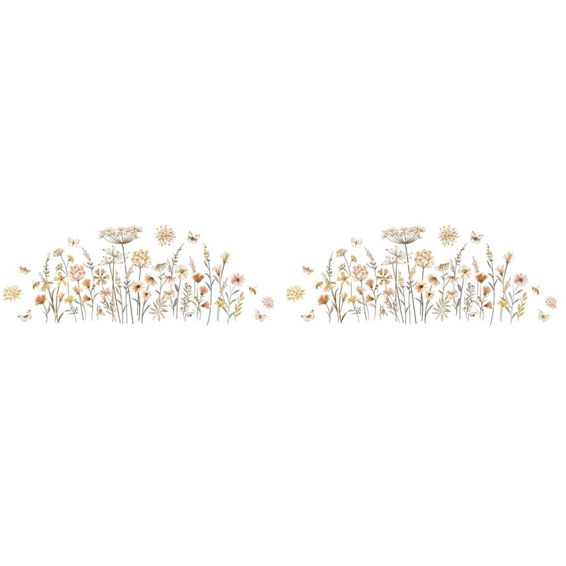 Baby Nursery Wallpaper Girl - 【효율적인】2X Boho 꽃 벽 스티커 아기