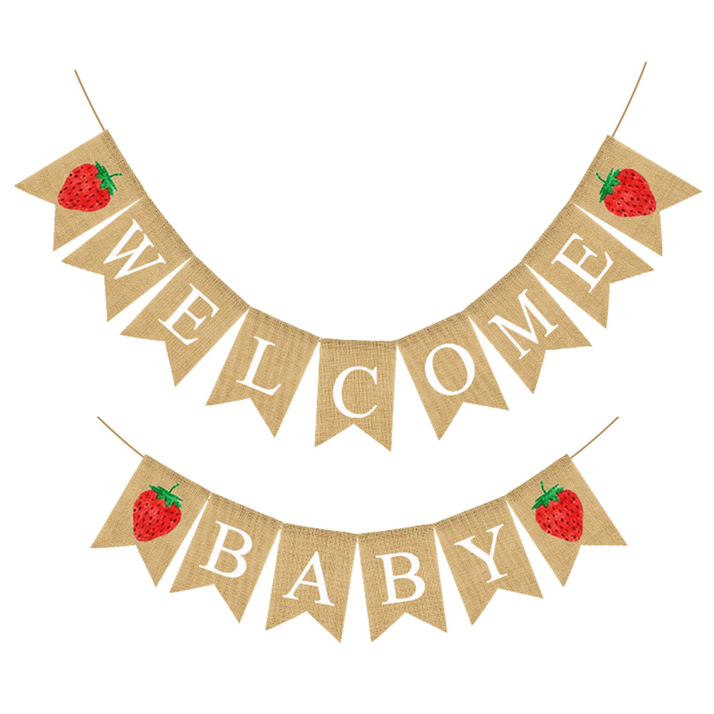 Baby Nursery Garland - 베이비 샤워 리넨 배너 딸기 디자인