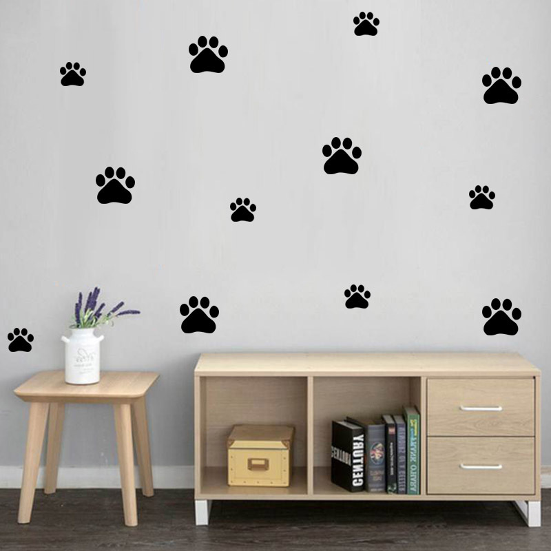 Baby Nursery Decals - 만화 개 고양이 산책 발 인쇄