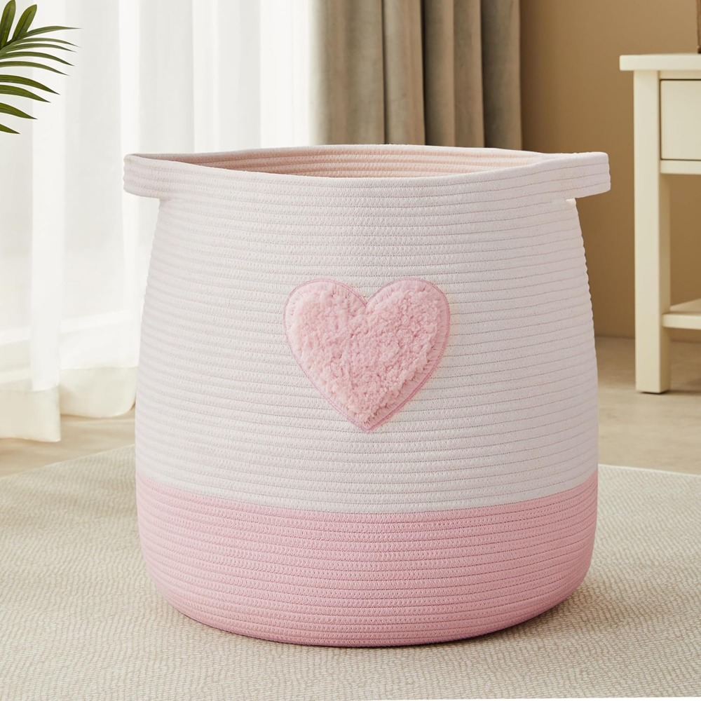 Baby Nursery Laundry Hamper - 핑크색 세탁 바구니, 아이/여자아이용 담요 바구니,
