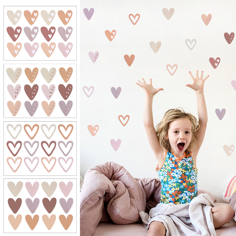 Baby Nursery Wallpaper Girl - 아동용 사랑스러운 하트 인스 벽 스티커,