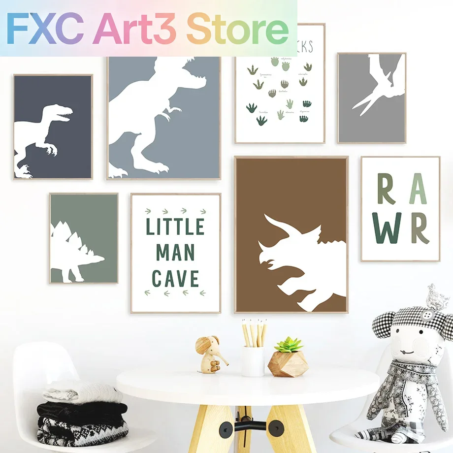 Baby Nursery Quotes Wall Art - 프레임리스 쥬라기 공룡 티라노사우루스 렉스 트리케라톱스
