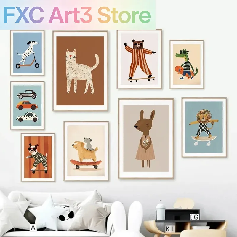 Animals Baby Nursery - 1pc 프레임리스 재미있는 동물 토끼 개