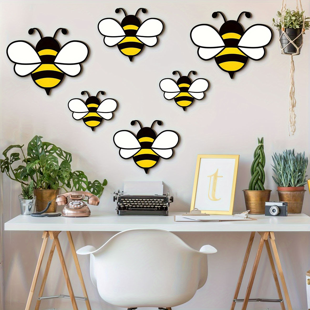 Baby Nursery Decals - 6개입 귀여운 꿀벌 나무 벽 스티커,