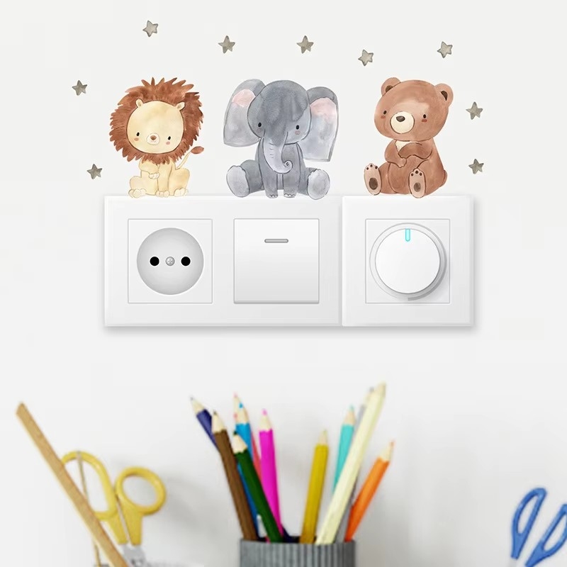 Baby Nursery Wallpaper Girl - 귀여운 숲 동물 어린이를위한 벽 스티커