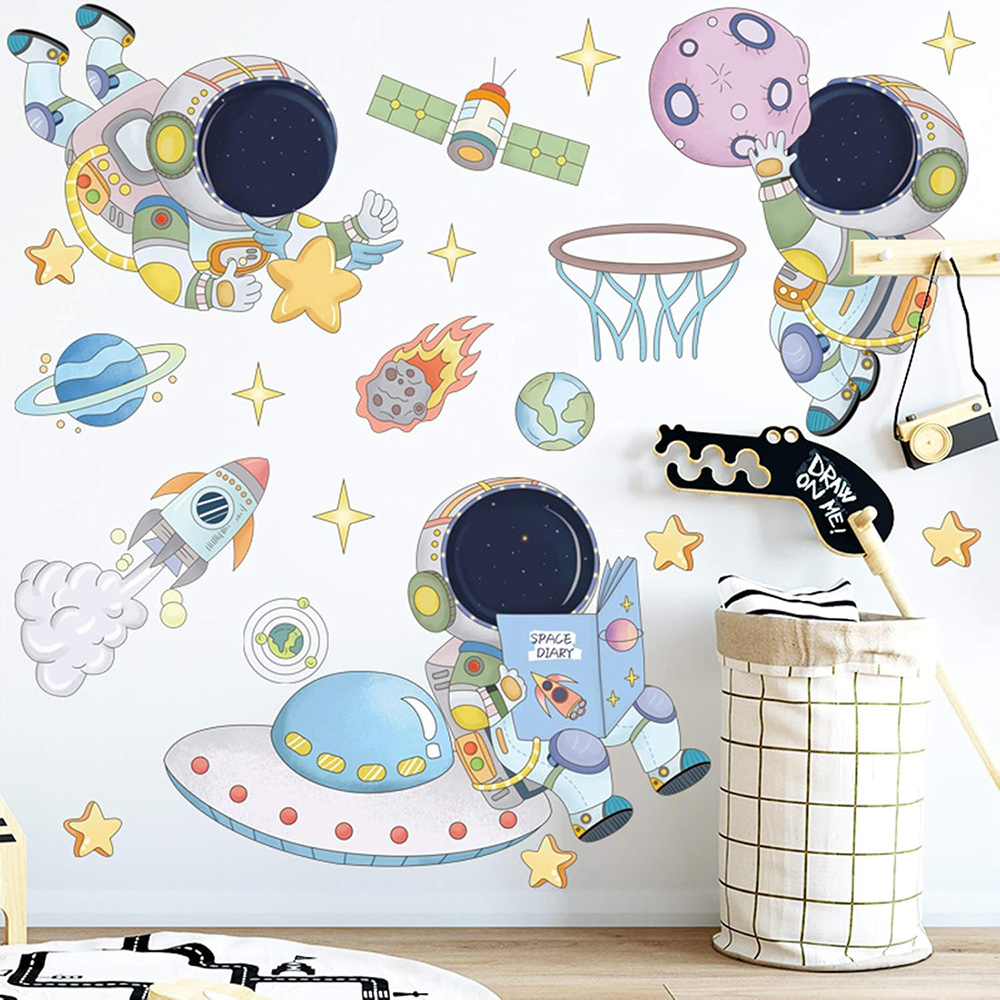 Baby Nursery Decals - 우주 비행사 행성 공간 벽 스티커