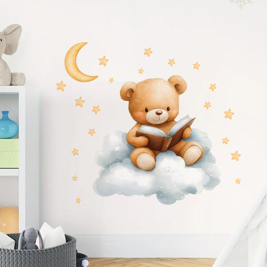 귀여운 곰 달 별 벽 스티커 어린이 방 소녀 소년 아기 - Baby Nursery Wallpaper Girl 리뷰 및 가격