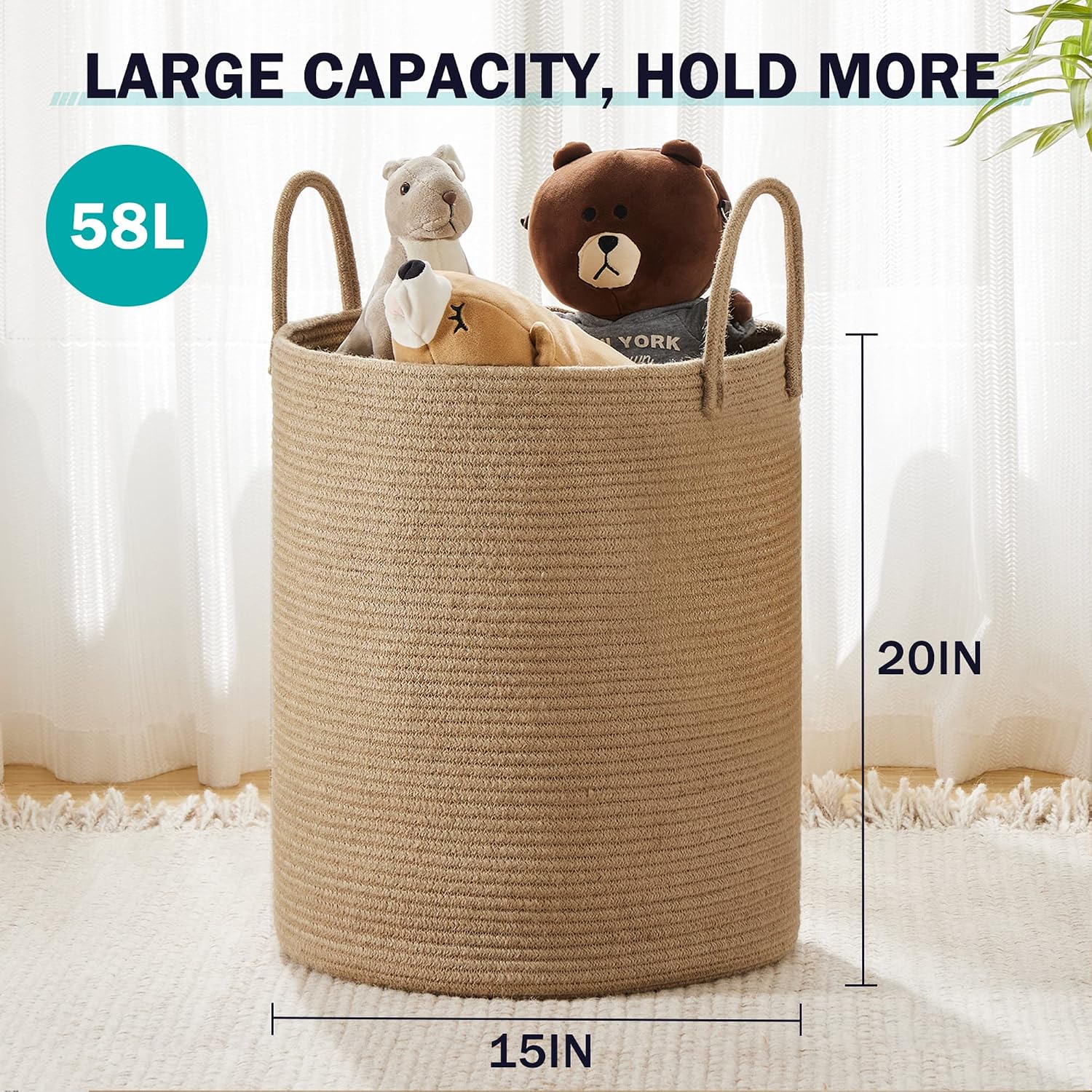 로프 세탁 바구니, 58L 높이 세탁 바구니, 아기방  - Baby Nursery Laundry Hamper 리뷰 및 가격