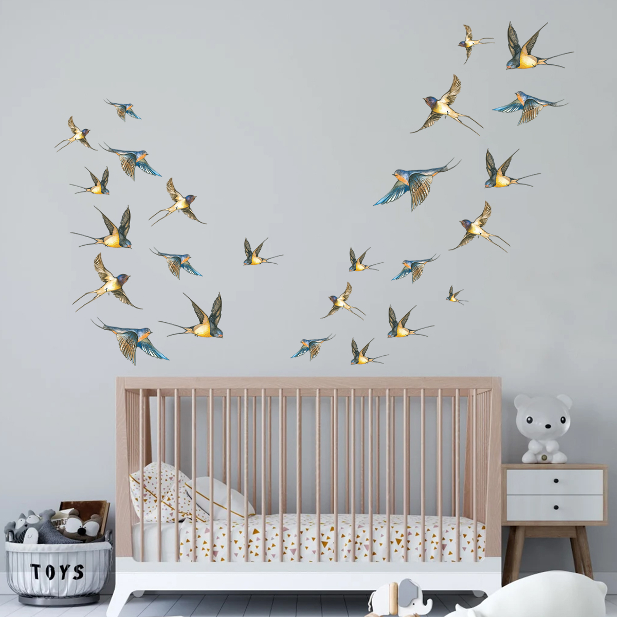 수채화 멀티 컬러 새 벽 스티커, 홈 데코 액세서리,  - Baby Nursery Decals 리뷰 및 가격