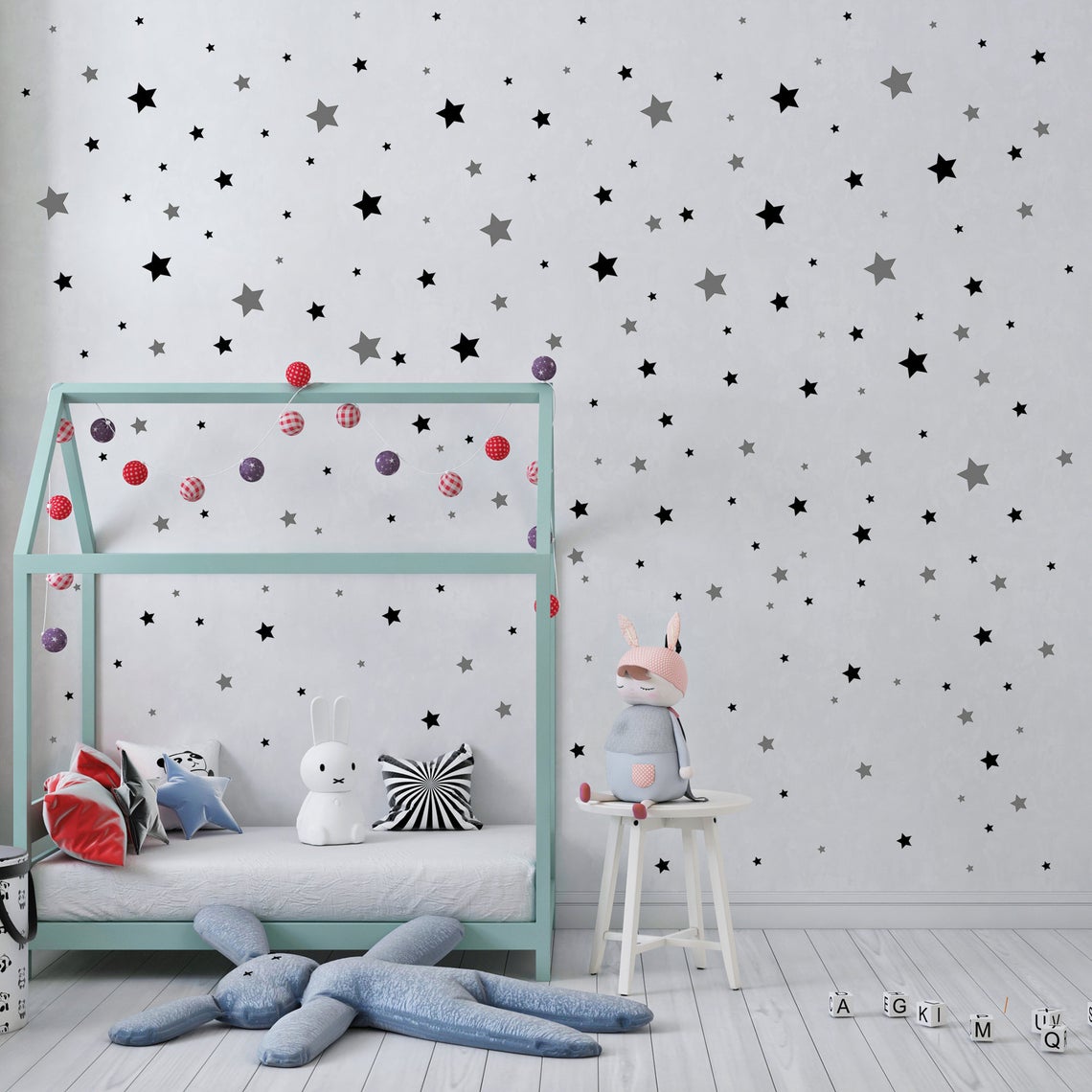 만화 별 벽 스티커 아기 보육원 어린이, 북유럽 기하학 - Baby Nursery Decals 리뷰 및 가격