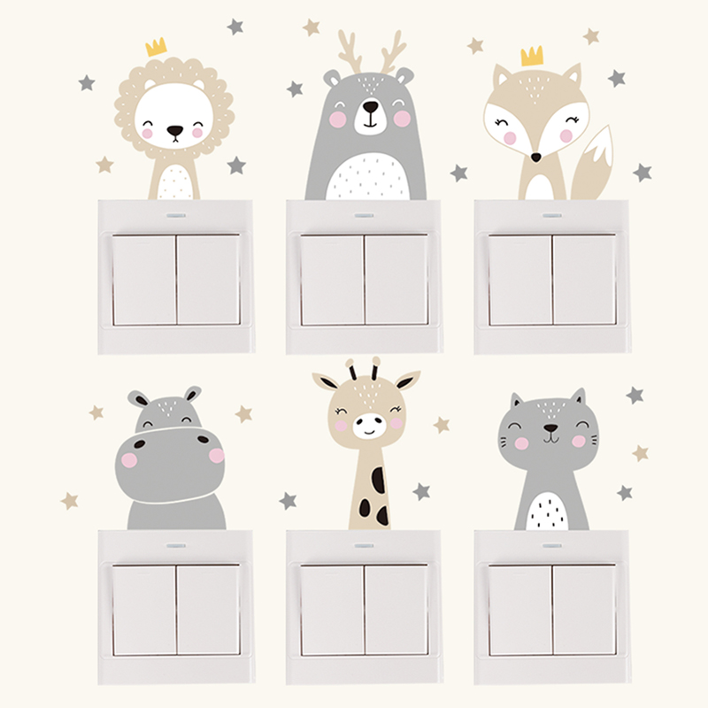 6 개/대 Boho 색상 귀여운 미소 만화 동물 스위치 - Baby Nursery Sets 리뷰 및 가격