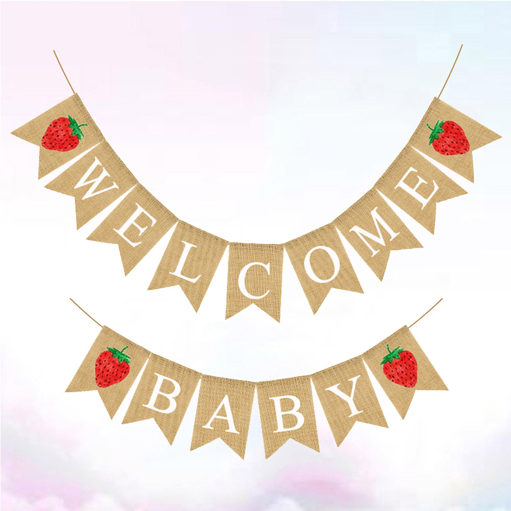 베이비 샤워 리넨 배너 딸기 디자인 웰컴 베이비 스왈로 - Baby Nursery Garland 리뷰 및 가격