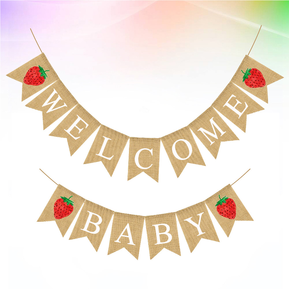 베이비 샤워 리넨 배너 딸기 디자인 웰컴 베이비 스왈로 - Baby Nursery Garland 리뷰 및 가격