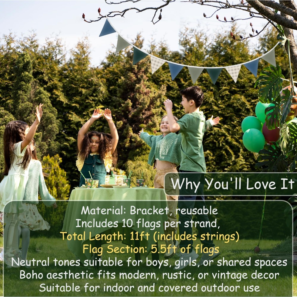 11피트 가랜드 삼각형 배너 블루 그레이 플래드 페넌트 - Baby Nursery Garland 리뷰 및 가격