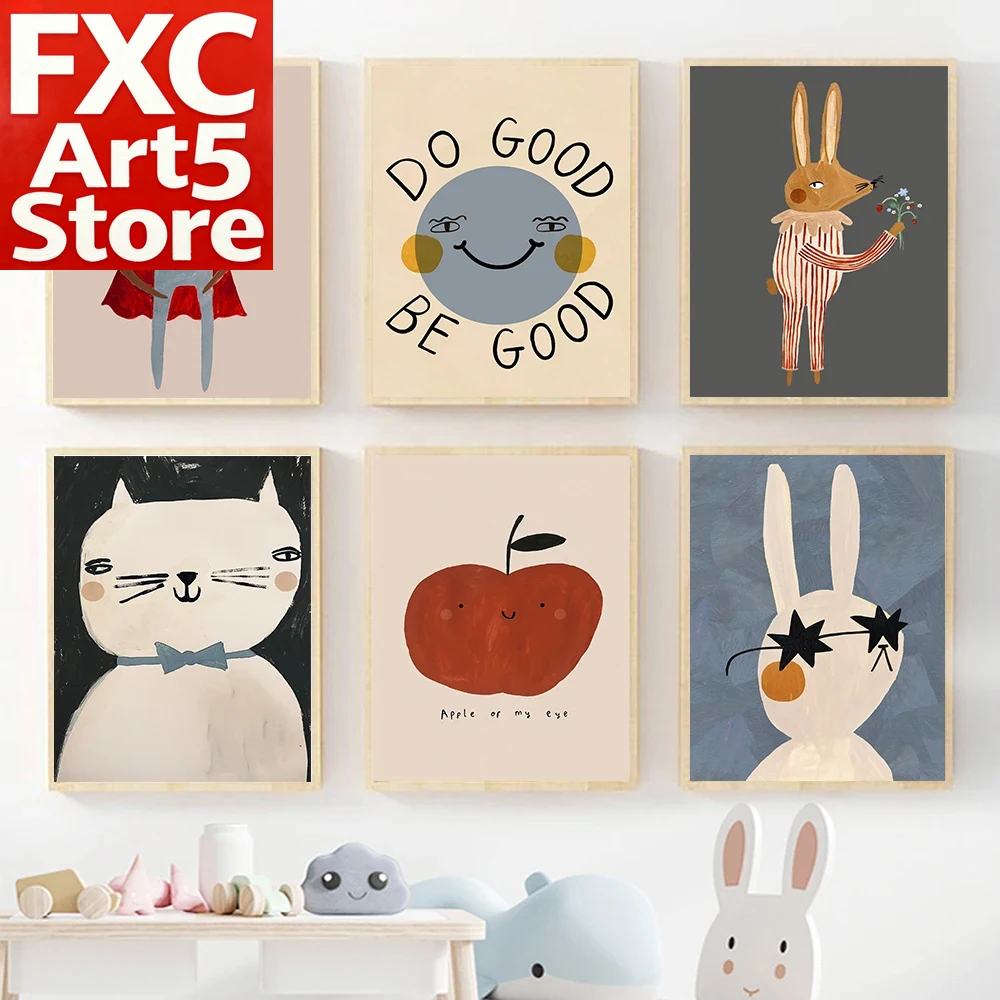 1PC 프레임리스 재미있는 만화 토끼 곰 동물 벽 예술 - Baby Nursery Quotes Wall Art 리뷰 및 가격