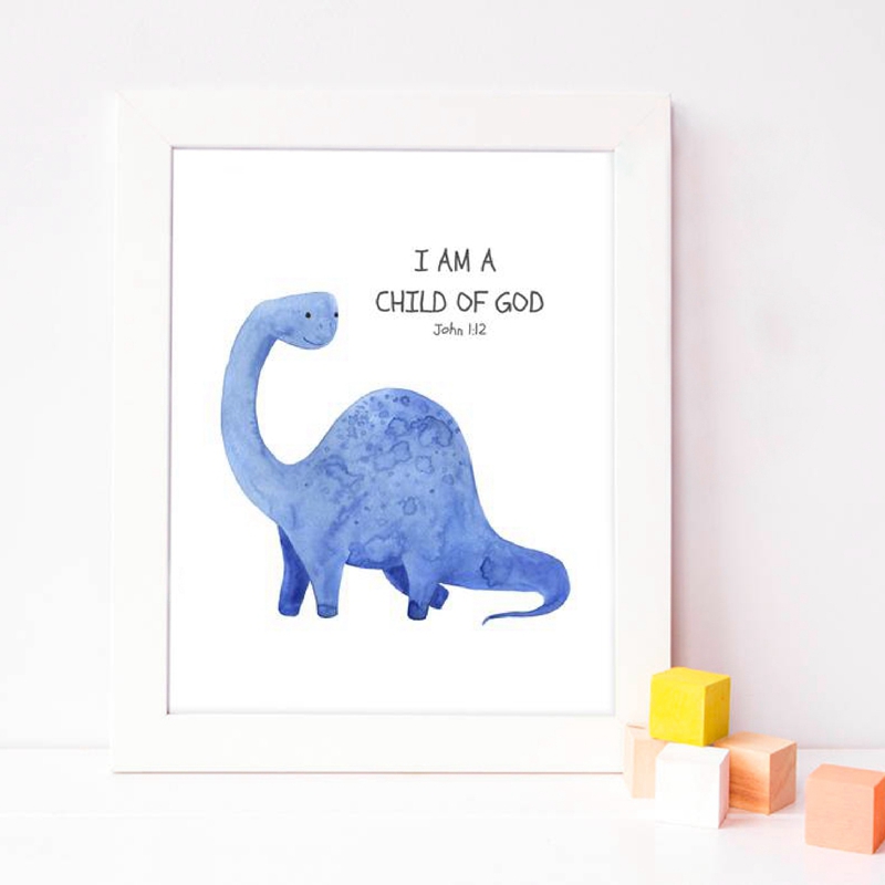 어린이 성경 구절 견적 인쇄 공룡 수채화 보육 벽 예술 - Baby Nursery Quotes Wall Art 리뷰 및 가격