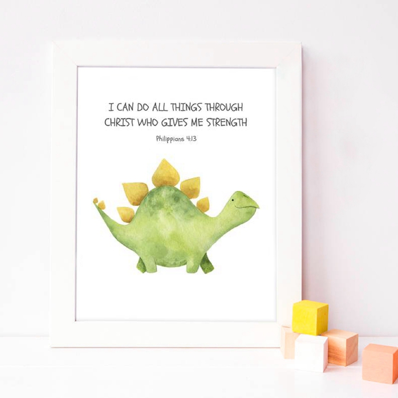 어린이 성경 구절 견적 인쇄 공룡 수채화 보육 벽 예술 - Baby Nursery Quotes Wall Art 리뷰 및 가격