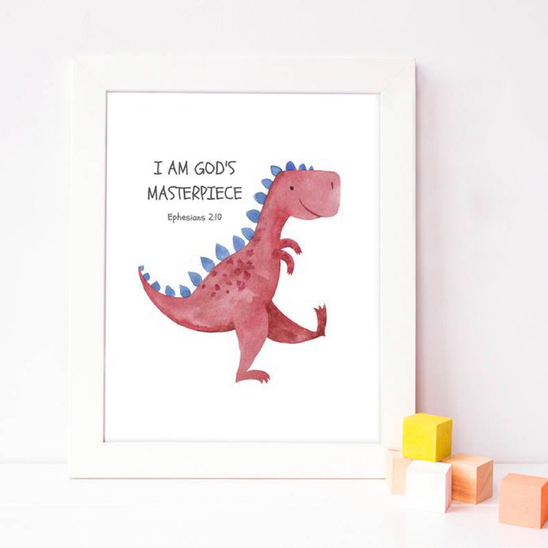 어린이 성경 구절 견적 인쇄 공룡 수채화 보육 벽 예술 - Baby Nursery Quotes Wall Art 리뷰 및 가격