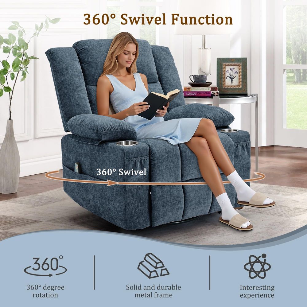 성인용 360도 회전 로커 리클라이너, 마사지 및 히팅 - Rocking Chair Nursery 리뷰 및 가격