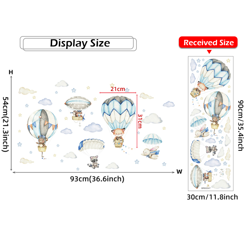 만화 귀여운 동물 뜨거운 공기 풍선 벽 스티커 어린이  - Baby Nursery Decals 리뷰 및 가격