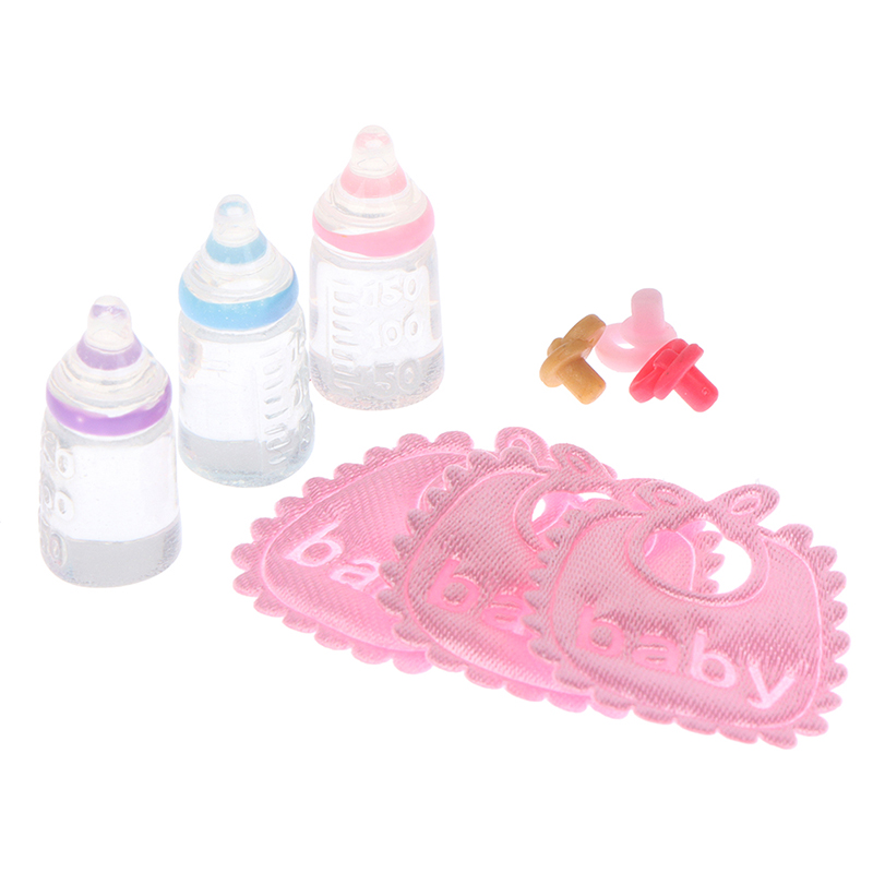 1:12 인형 집 미니어처 젖병 젖꼭지 턱받이 세트,  - Baby Nursery Sets 리뷰 및 가격