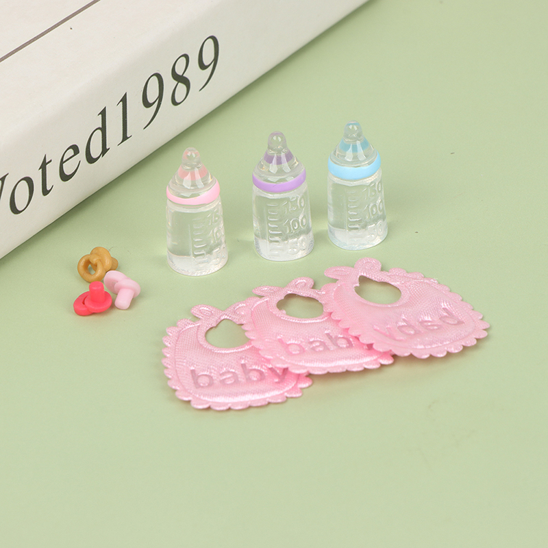 1:12 인형 집 미니어처 젖병 젖꼭지 턱받이 세트,  - Baby Nursery Sets 리뷰 및 가격