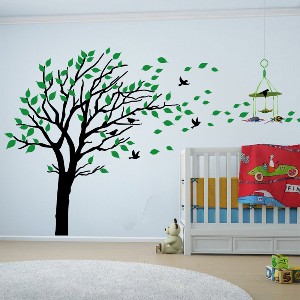 큰 두 가지 색상 나무 잎 벽 데칼, 아기 보육원, 어 - Baby Nursery Colors 리뷰 및 가격