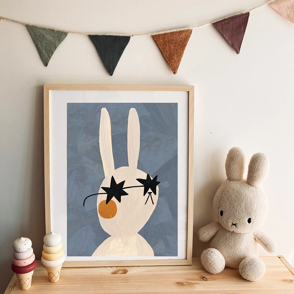 1PC 프레임리스 재미있는 만화 토끼 곰 동물 벽 예술 - Baby Nursery Quotes Wall Art 리뷰 및 가격