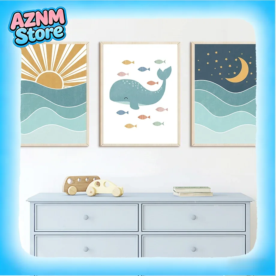 물고기 고래 갈매기 일출 일몰 해변 바다 인용문 벽 예 - Baby Nursery Quotes Wall Art 리뷰 및 가격