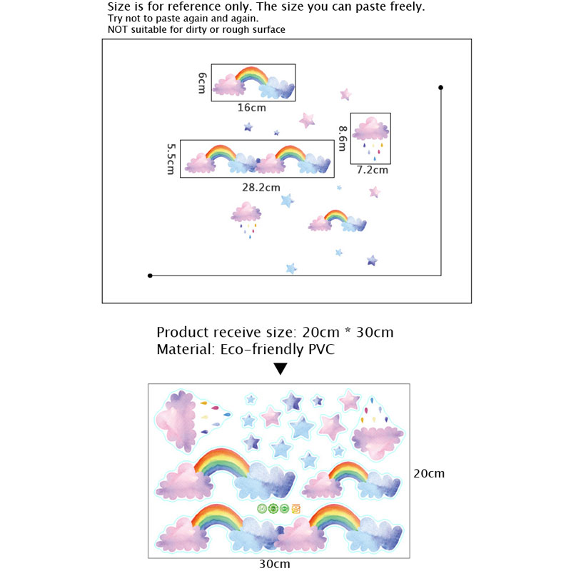 만화 구름 무지개 벽 스티커 아기 어린이 방 침실 옷장 - Baby Nursery Layout 리뷰 및 가격