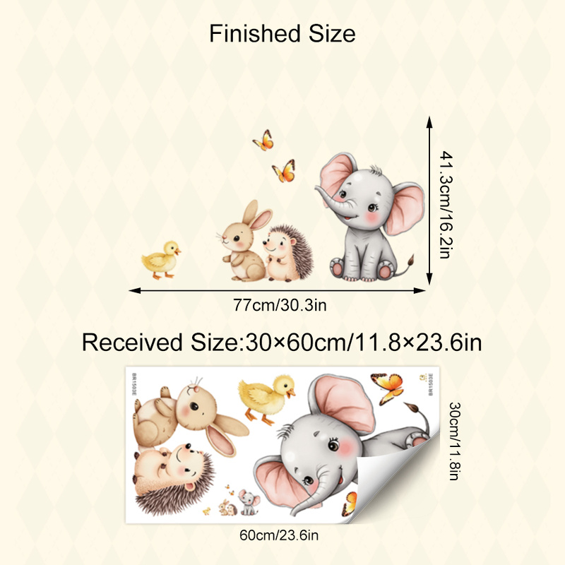 만화 동물 벽 스티커-코끼리 토끼 고슴도치 보육 데칼, - Baby Nursery Decals 리뷰 및 가격