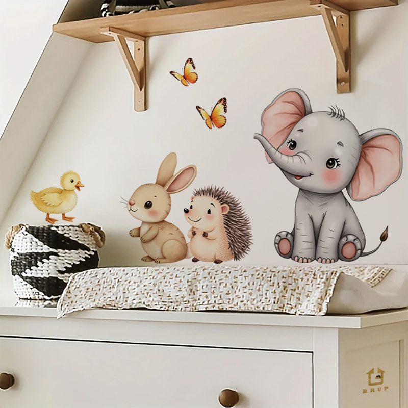 만화 동물 벽 스티커-코끼리 토끼 고슴도치 보육 데칼, - Baby Nursery Decals 리뷰 및 가격