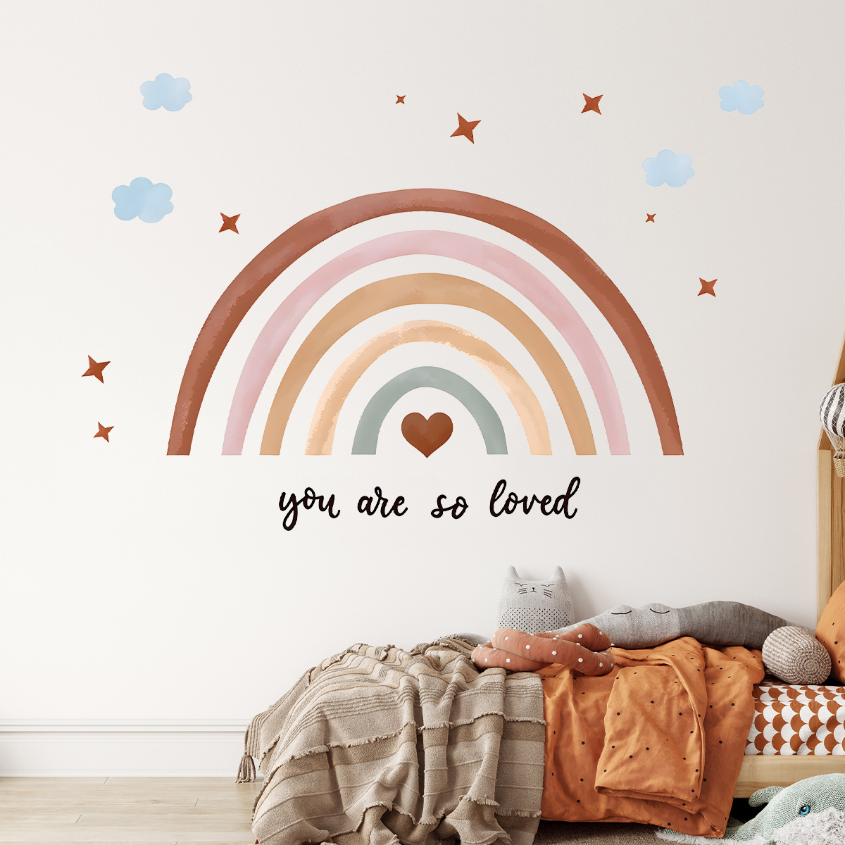 Boho 레인보우 벽 스티커 여자 침실을위한 껍질과 스 - Baby Nursery Wallpaper Girl 리뷰 및 가격