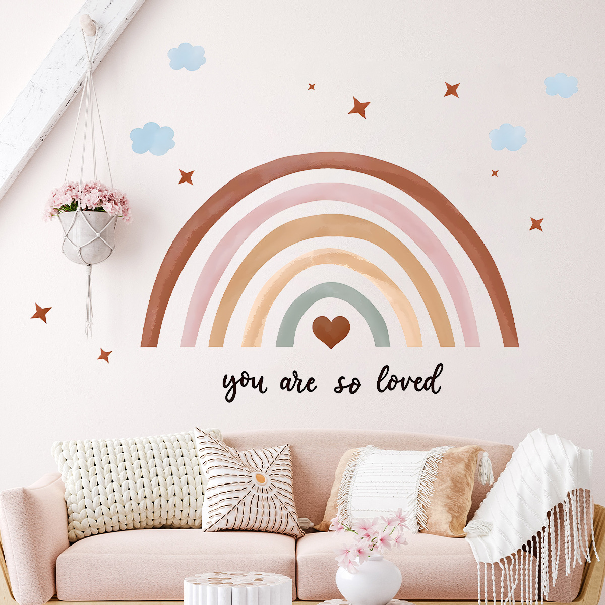 Boho 레인보우 벽 스티커 여자 침실을위한 껍질과 스 - Baby Nursery Wallpaper Girl 리뷰 및 가격
