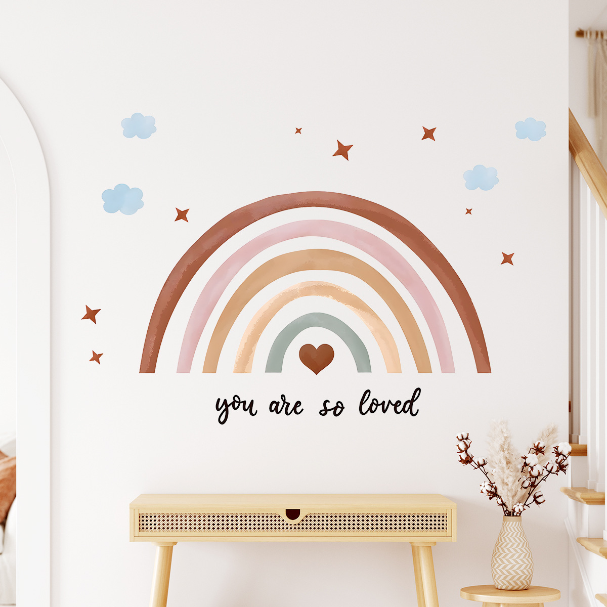 Boho 레인보우 벽 스티커 여자 침실을위한 껍질과 스 - Baby Nursery Wallpaper Girl 리뷰 및 가격
