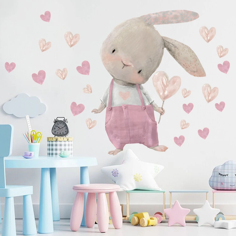귀여운 토끼 곰 별 벽 스티커, 소년 소녀 아기 방 장 - Baby Nursery Wallpaper Girl 리뷰 및 가격