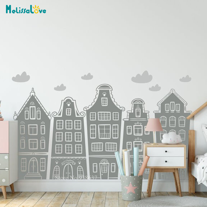 스칸디 나비아 주택 및 구름 데칼 보육 어린이 놀이방  - Baby Nursery Decals 리뷰 및 가격
