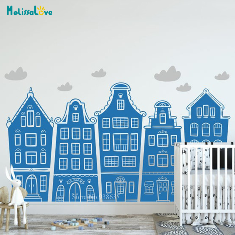 스칸디 나비아 주택 및 구름 데칼 보육 어린이 놀이방  - Baby Nursery Decals 리뷰 및 가격
