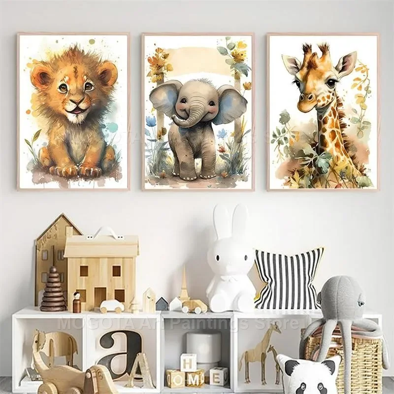 수채화 사자 기린 호랑이 코끼리 얼룩말 보육 벽 아트  - Animals Baby Nursery 리뷰 및 가격
