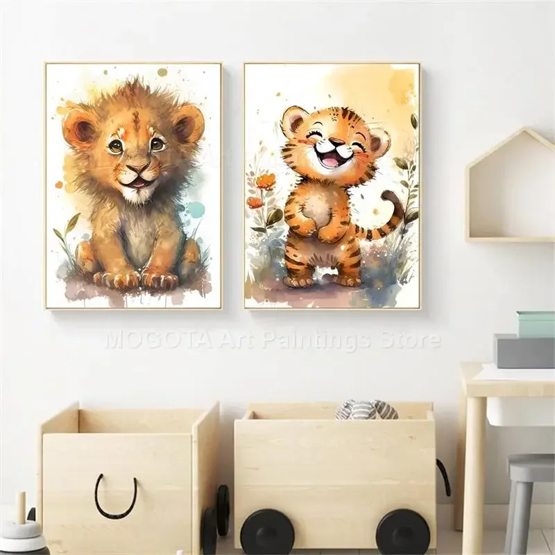 수채화 사자 기린 호랑이 코끼리 얼룩말 보육 벽 아트  - Animals Baby Nursery 리뷰 및 가격