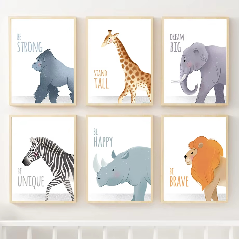 영감 따옴표 보육 벽 예술 벽화 코끼리 기린 사자 코뿔 - Baby Nursery Quotes Wall Art 리뷰 및 가격