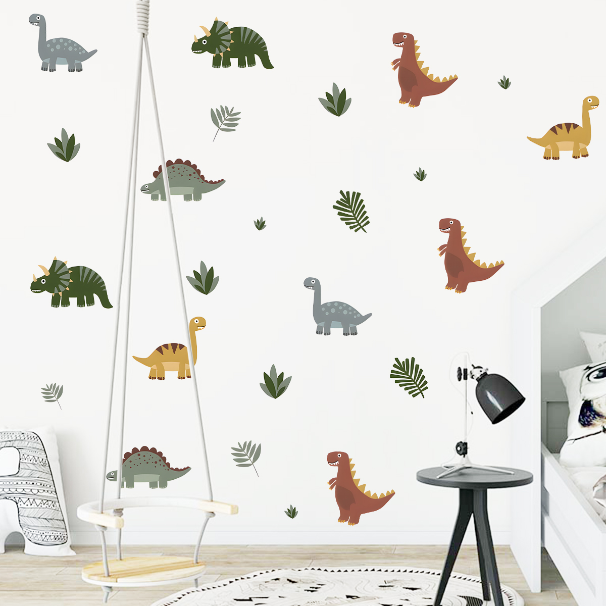 만화 귀여운 공룡 잎 동물 벽 스티커 어린이 방에 대  - Baby Nursery Decals 리뷰 및 가격