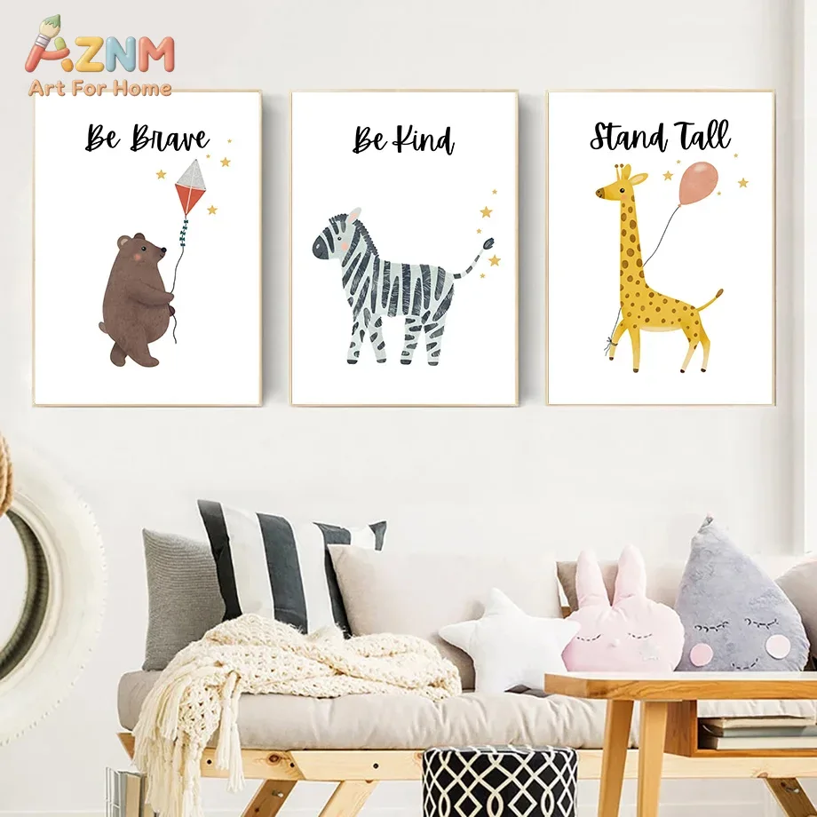 AZNM Be Brave Kind Stand Tall  - Animals Baby Nursery 리뷰 및 가격