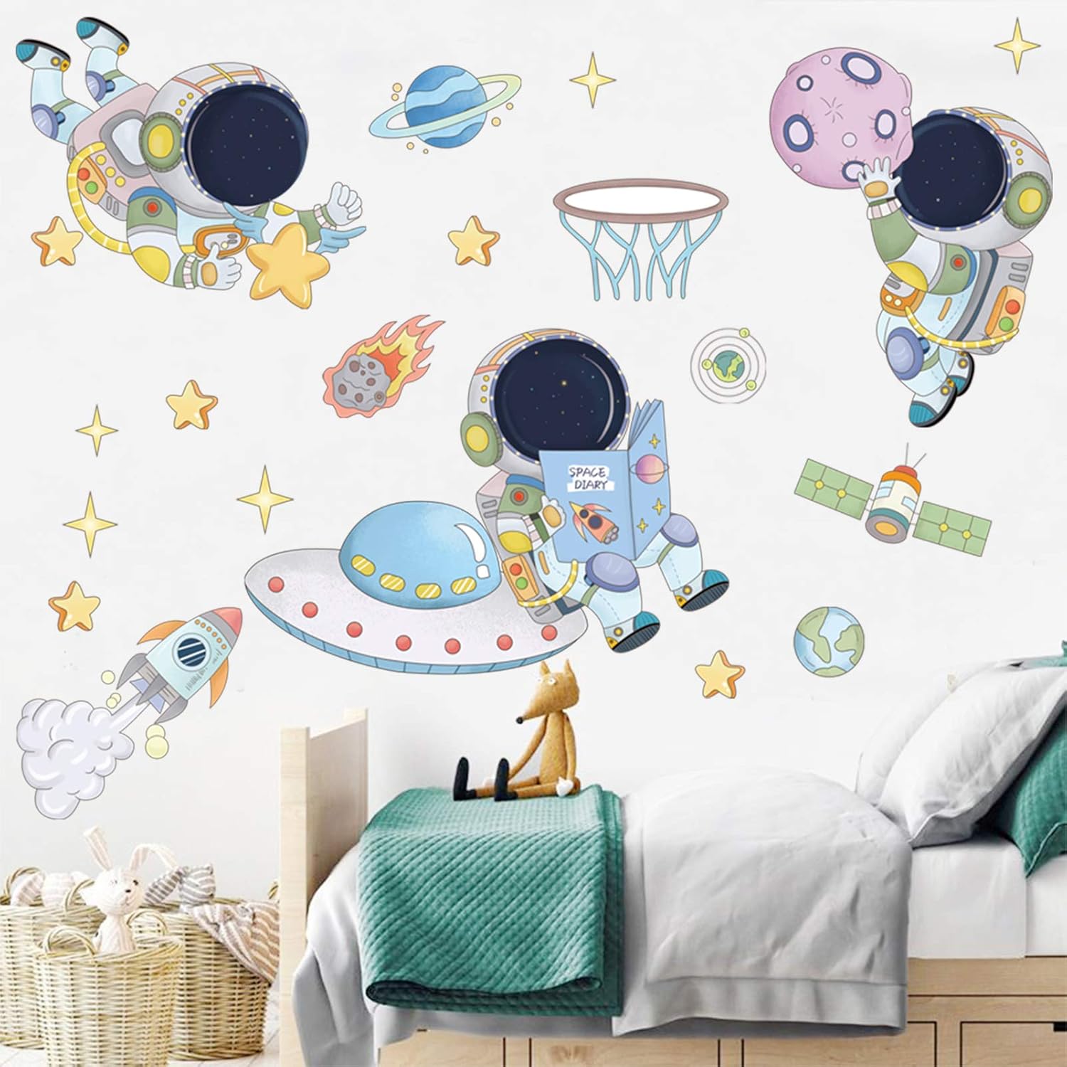 우주 비행사 행성 공간 벽 스티커 어린이 방 놀이방 산 - Baby Nursery Decals 리뷰 및 가격