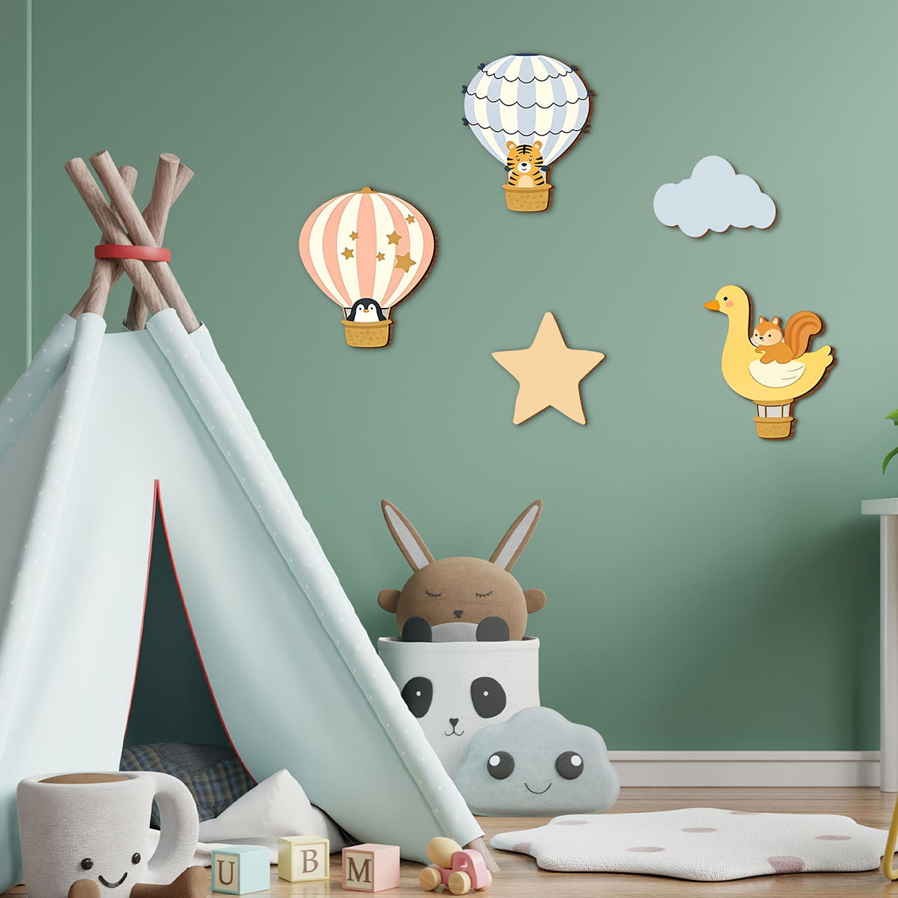 5개 동물 열기구 나무 벽 스티커 보육원 어린이 방 장 - Baby Nursery Decals 리뷰 및 가격